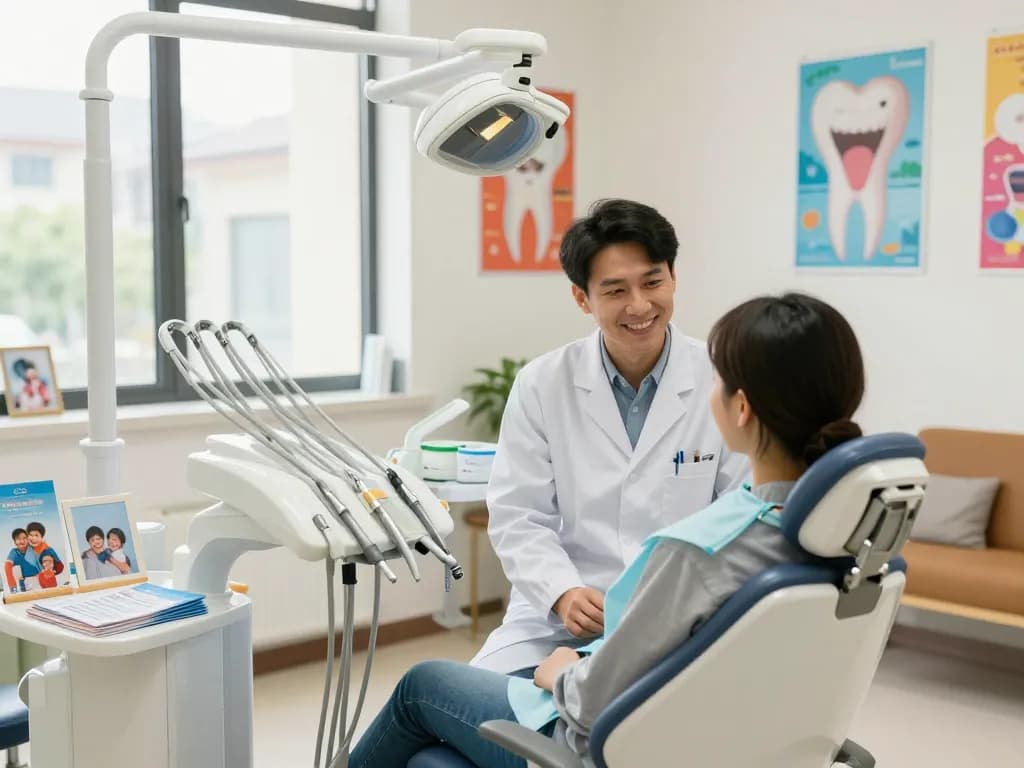 Dentist near me assisting a patient in a welcoming office environment.