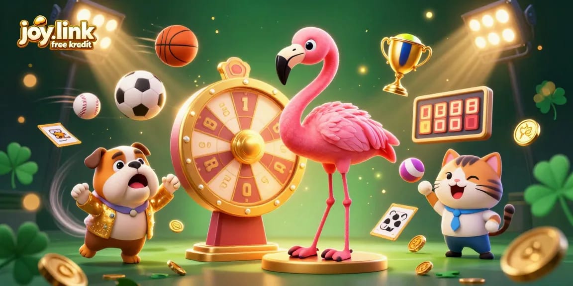 Spin to win at joy.link free kredit featuring a vibrant game show scene showcasing excitement!