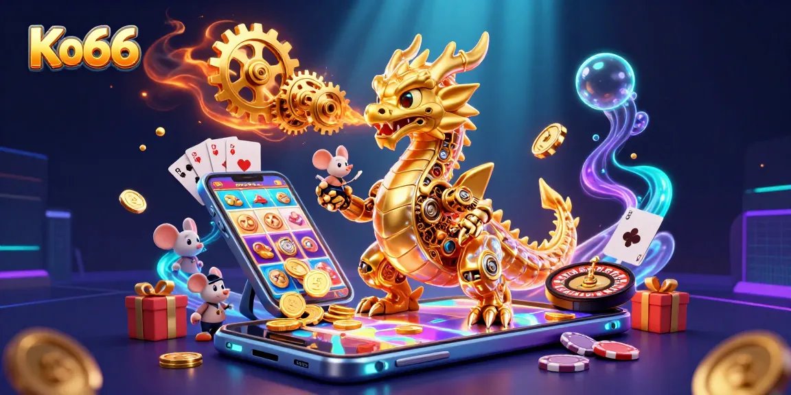 Play exciting games at Ko66 with a golden dragon illustrating the thrill of slots and casino experiences.