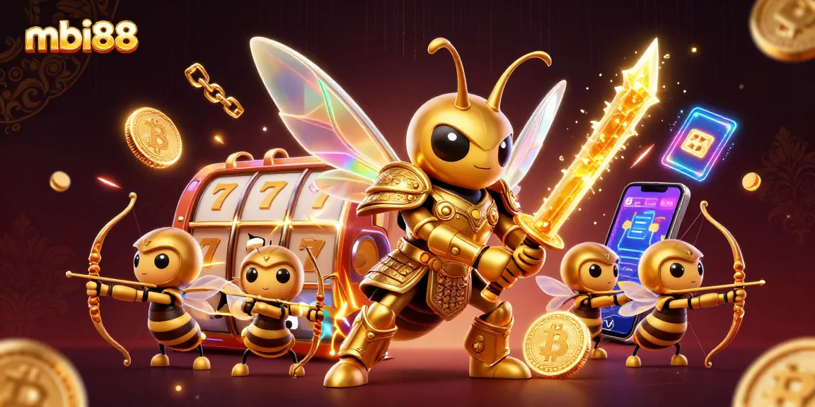 Immerse in thrilling gameplay at mbi88 with vibrant slot reels and crypto elements.