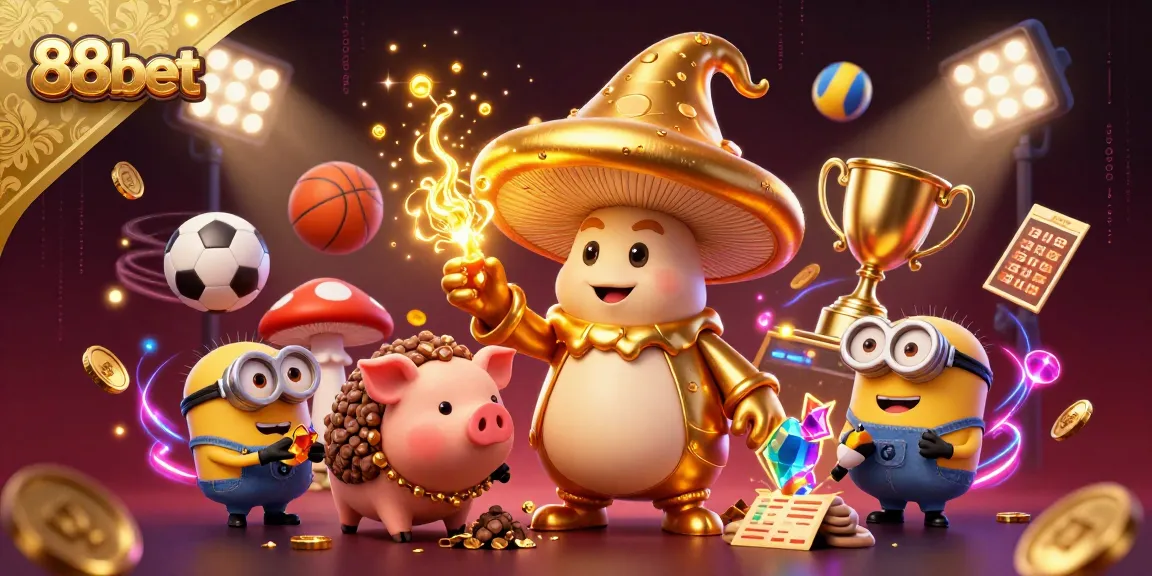 Win big with 88bet in an enchanting casino adventure featuring magical characters and dynamic sports elements.