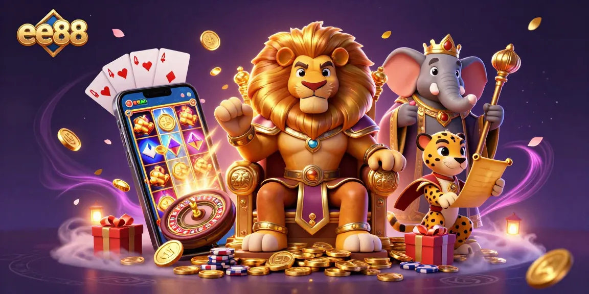 Experience the thrill of ee88 with vibrant casino elements and characters in a magical setting.
