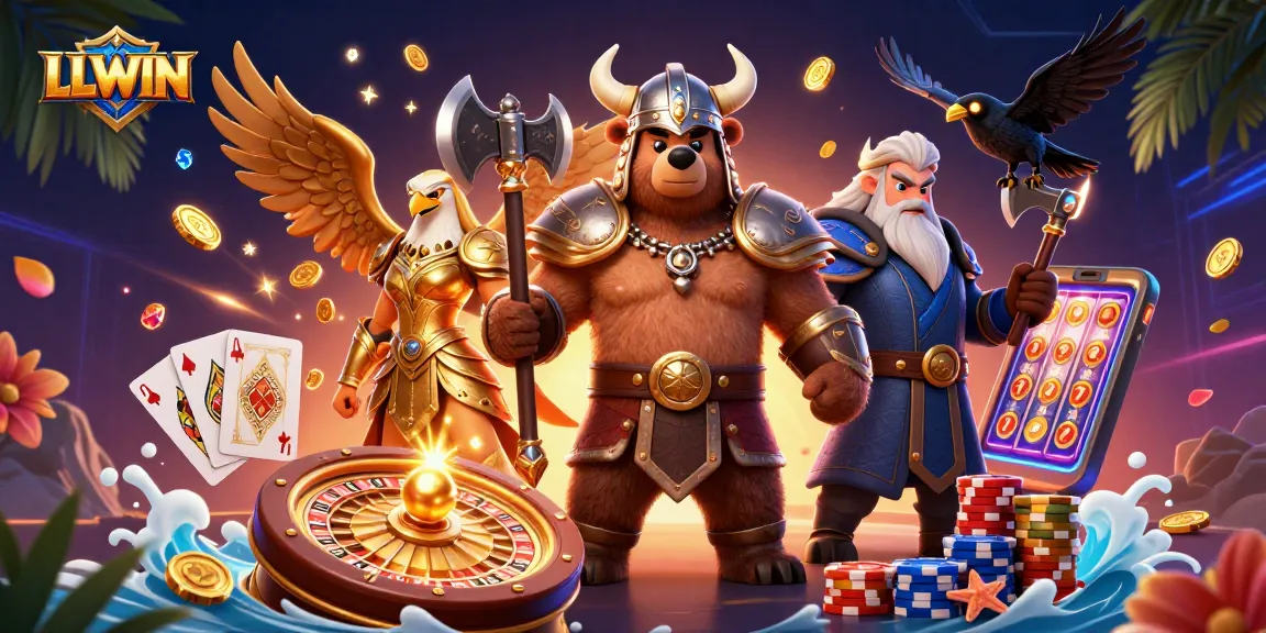 Experience thrilling gameplay at LLWIN with a vibrant 3D casino scene, featuring dynamic characters and games.